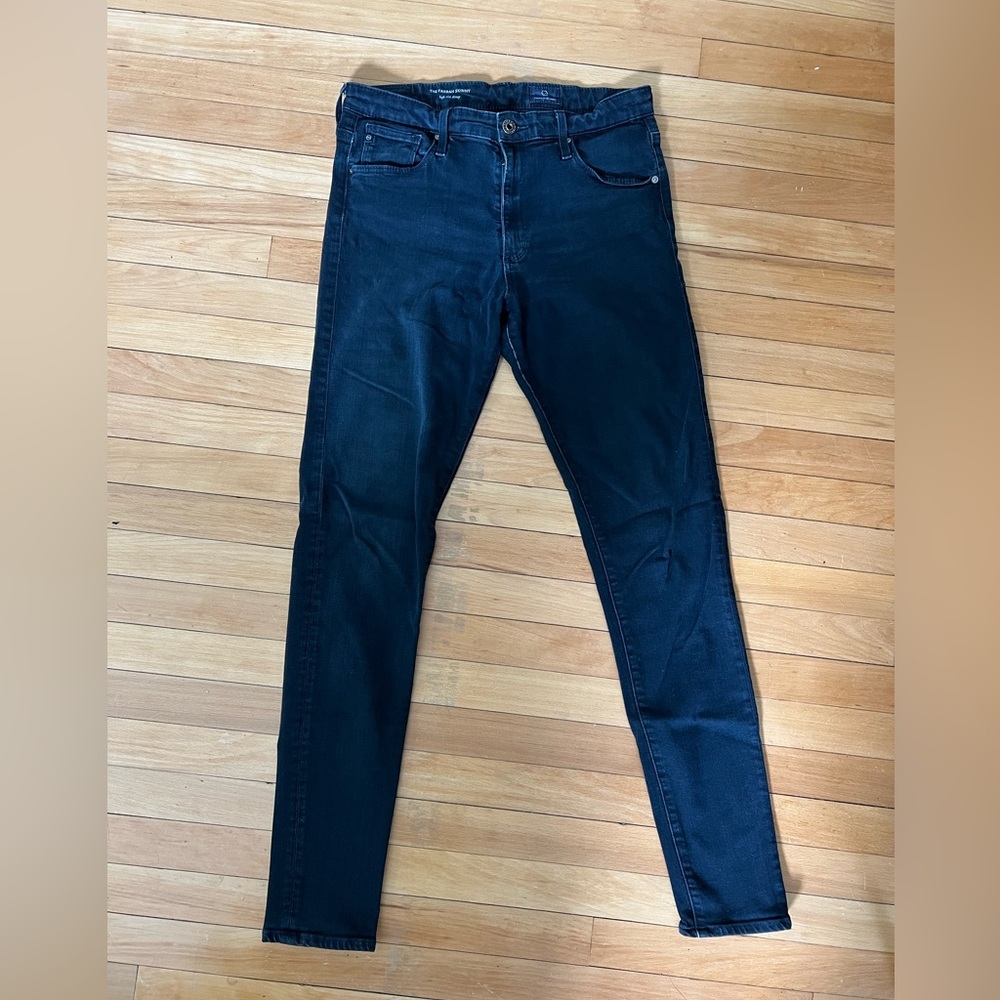 AG Jeans Farrah High Rise skiing jean in dark blue-black wash